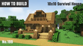 マイクラ建築：木材で作るサバイバル向けの簡単な家の作り方。10x10ブロックで簡単に。No.199【Minecraft】