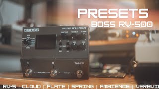 Boss RV-500 Presets - Cloud, RV-5, Ambience, Slapback, Plate, Worship, Rock, Indie