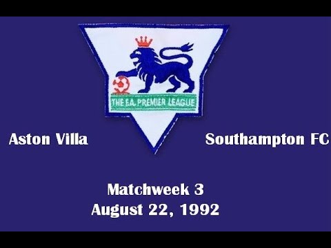 FA Premier League. Season 1992-1993. Matchweek 3. Aston Villa - Southampton FC - 1:1. Highlights.