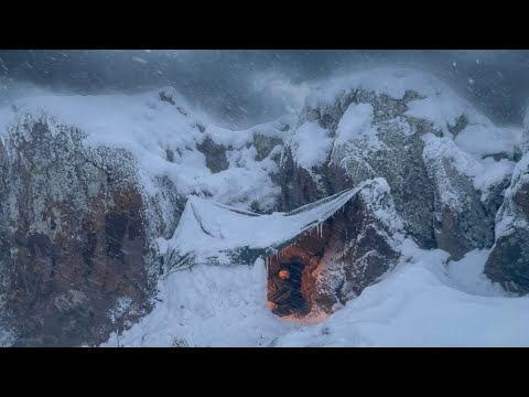 Trapped Under a Rock in a Violent Blizzard | Extreme Survival at -19°C