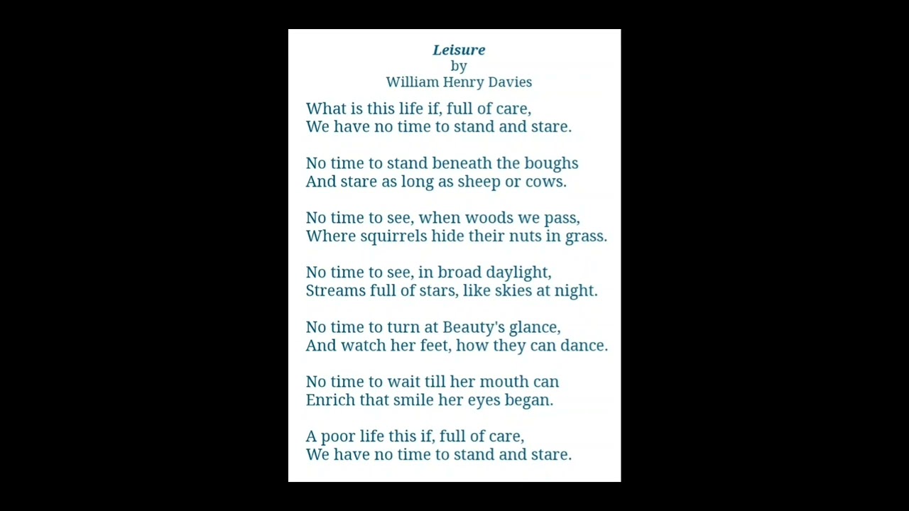 LEISURE, Poem by W. H. Davies