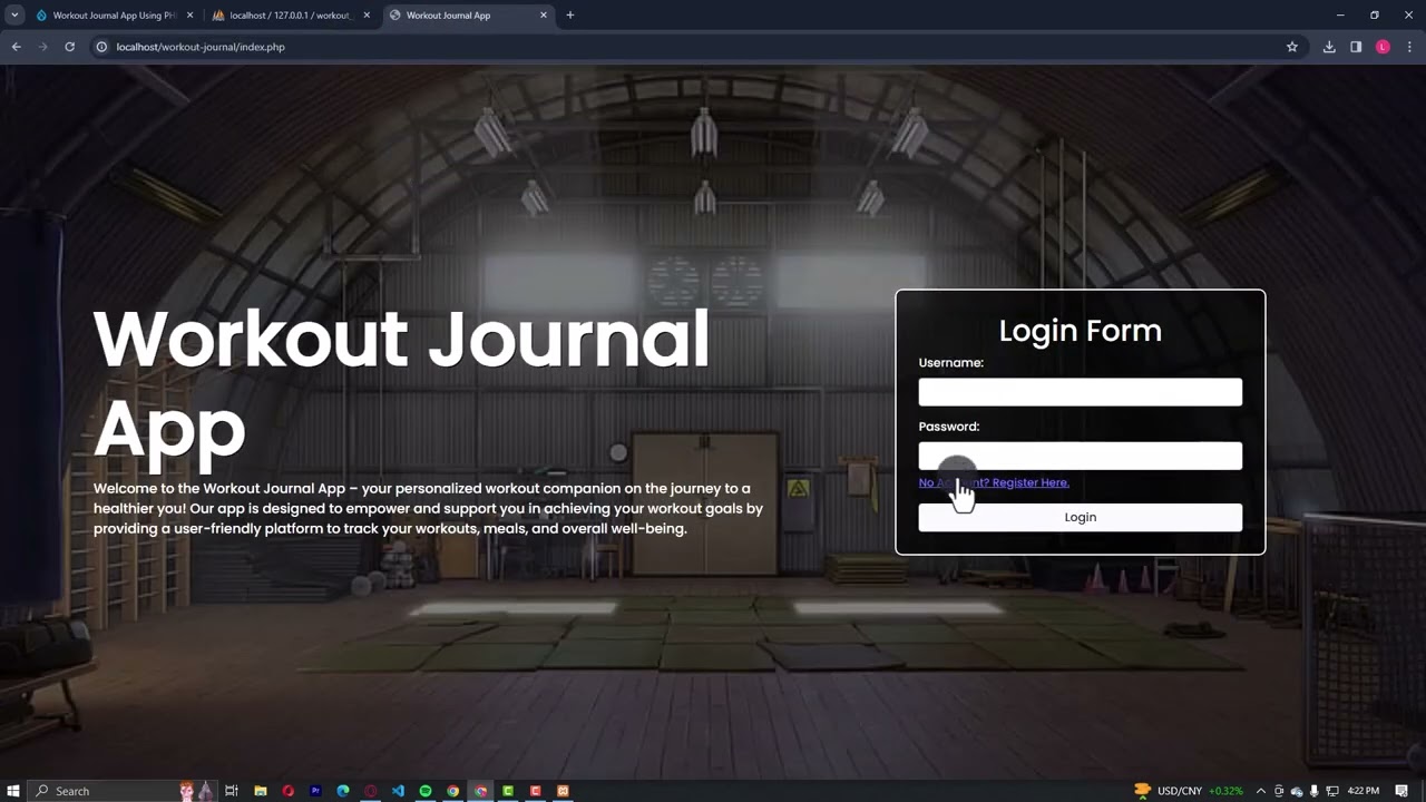 Workout Journal App Using PHP and MySQL with Source Code