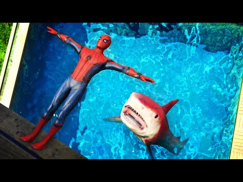 GTA 5 Epic Ragdolls | Spider-Shark vs SPIDERMAN ep.2 (Funny Moments)