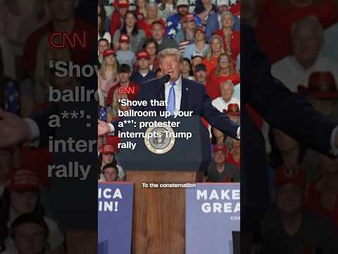 ‘Shove that ballroom up your a**’: protester interrupts Trump rally