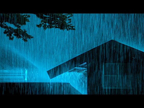 Overcome Insomnia with Heavy Rain & Deep Thunder on Old Tin Roof in the Foggy Murky Forest at Night