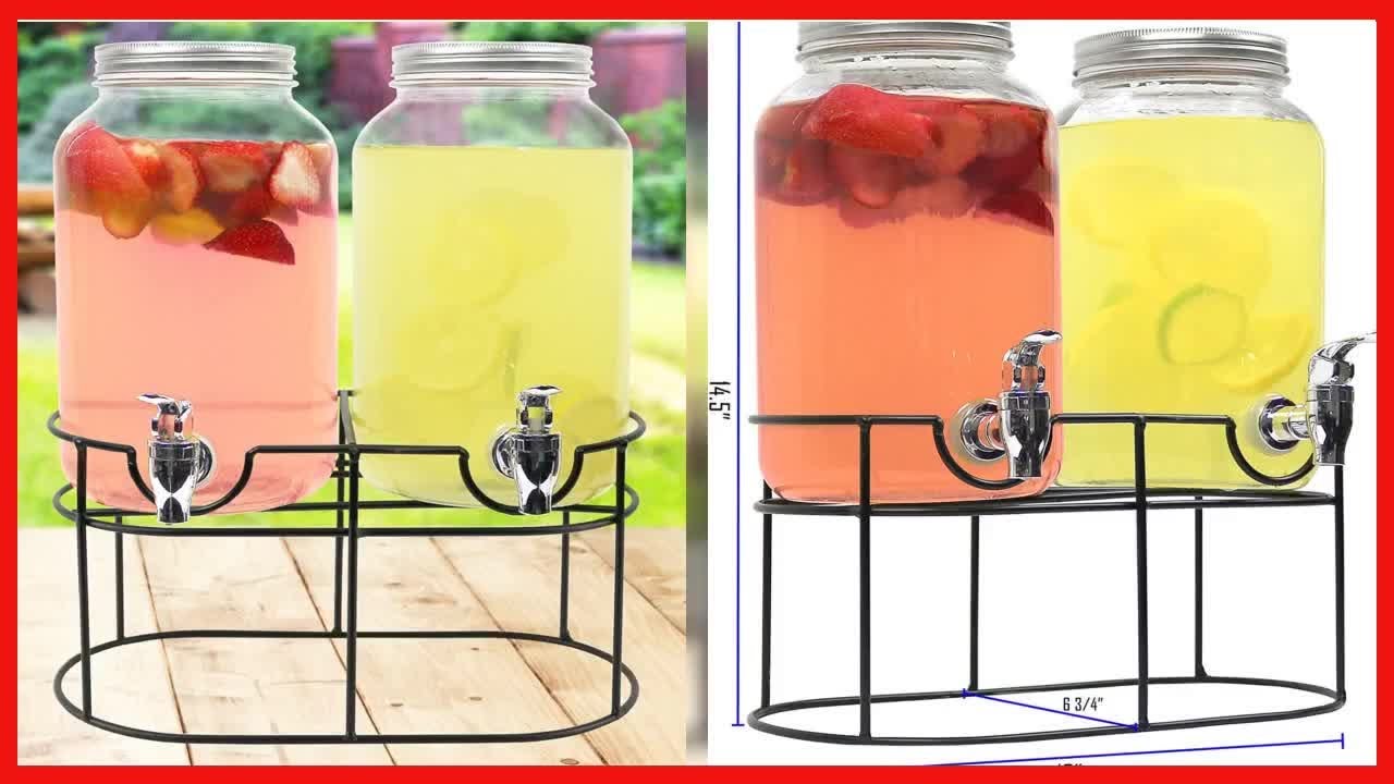 Bon produit -  Distributeur de boissons en verre pour les fêtes - Lot de 2 distributeurs de boissons