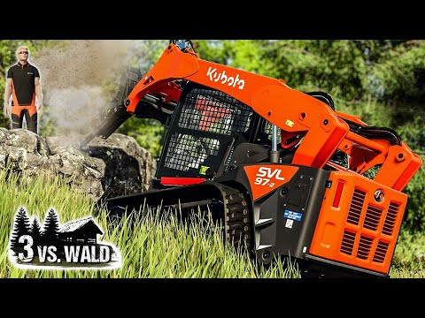 LS22 3 vs. Wald #12: HYDRAULIKHAMMER am Kubota: Felsenwand begradigen -Farming Simulator 22 Platinum