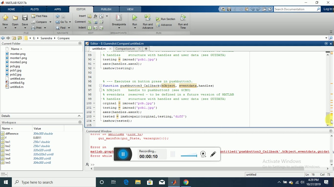 PCB defect identification using matlab