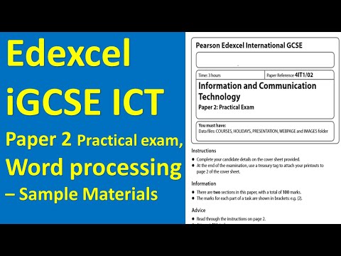 Edexcel iGCSE ICT Paper 2, Word processing Question - SAM