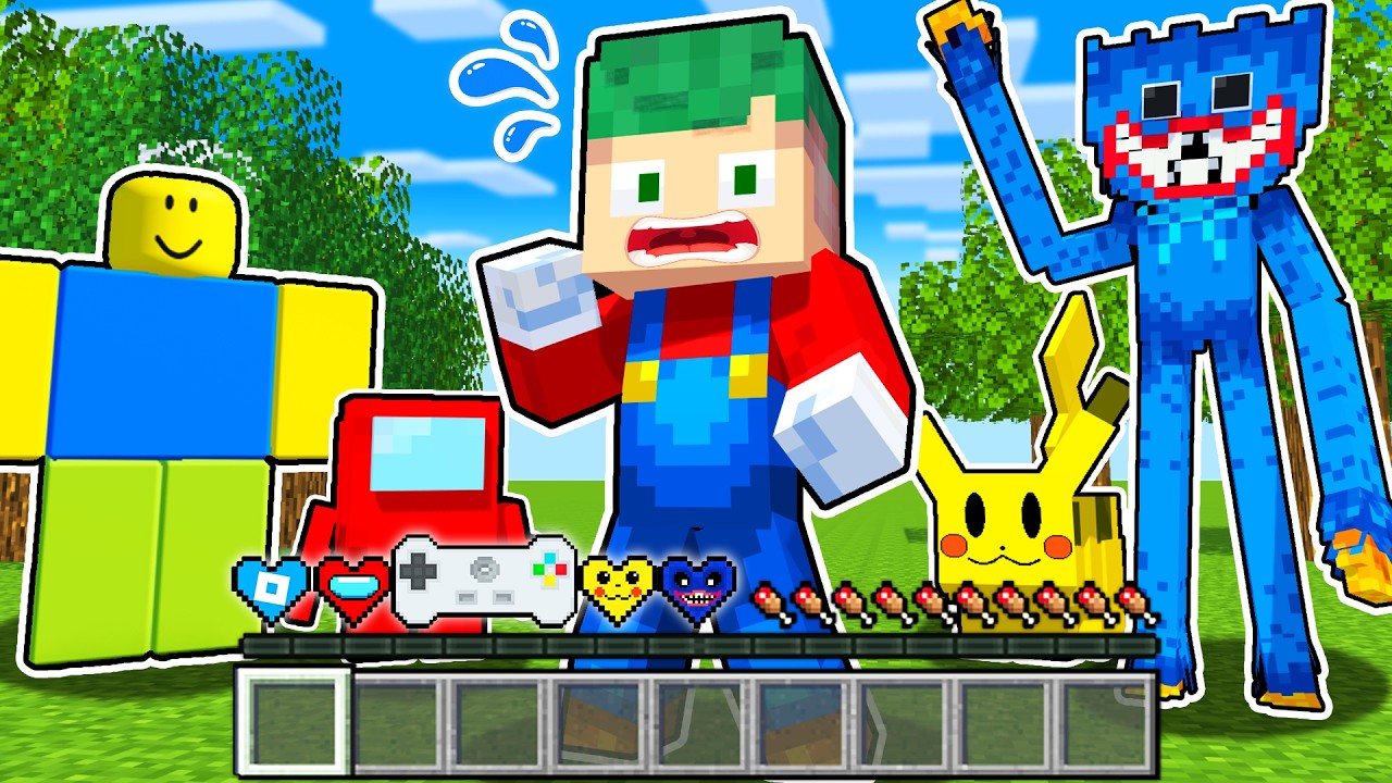 いろんな「ゲームキャラクター」の能力が使える？！最強のハートを集める世界でマインクラフト🎮💚【まいくら・Minecraft】よろずや🍭