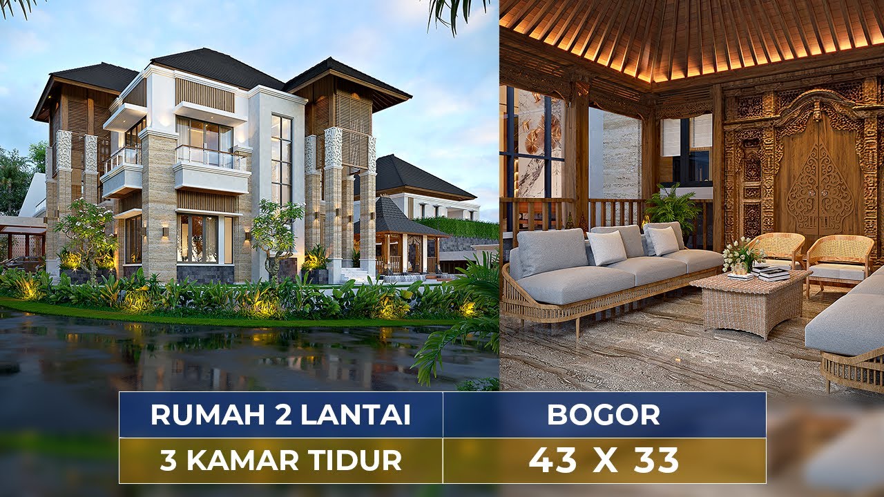 Video 3D Desain Rumah Villa Bali 2 Lantai Ibu UK  1521 - Bogor