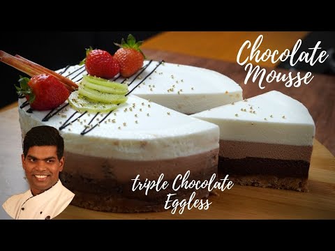 Chocolate Mousse Cake in Tamil | Triple Layer Chocolate Mousse | CDK #298 | Chef Deena's Kitchen