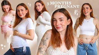 prettylittlething maternity try on haul - 3 months pregnant ✨ jeans, dresses & swimwear