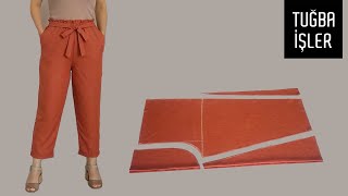 Belted Paperbag Trousers Cutting and Sewing  Tuğb