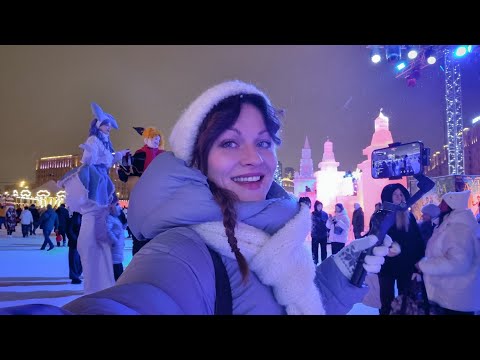 LIVE! Moscow Walk. Ice Sculptures show ❄️☃️ Victory Park, Triumphal arch