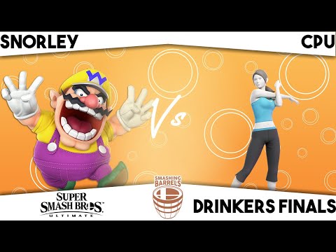 Smashing Barrels Drinking Bracket Finals — CPU (Wii Fit Trainer) vs Snorley (Wario)