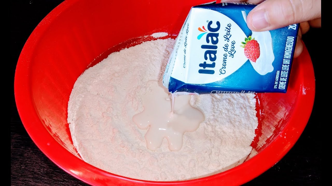 Coloquei 1 creme de leite na farinha de trigo e veja no que deu