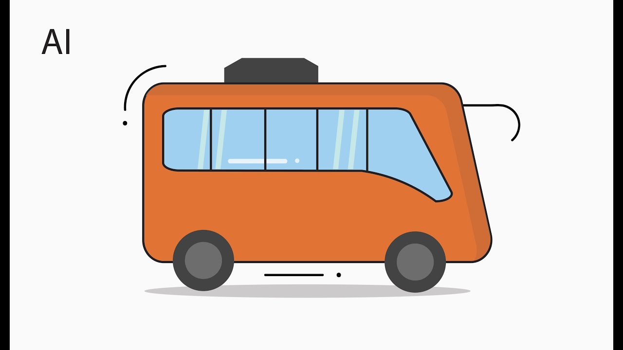 create a flat vector bus illustration | Adobe illustrator tutorial | Impulse designs