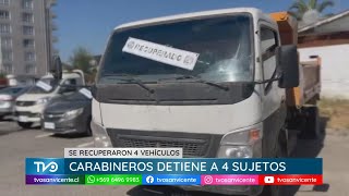 Carabineros detiene a 4 sujetos por receptación y recupera 4 vehículos