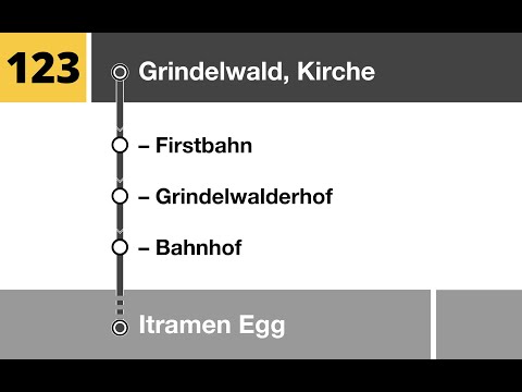 GrindelwaldBus Ansagen • 123 • Kirche – Bahnhof – Terminal – Grund – Itramen Egg (Herbst 2025)