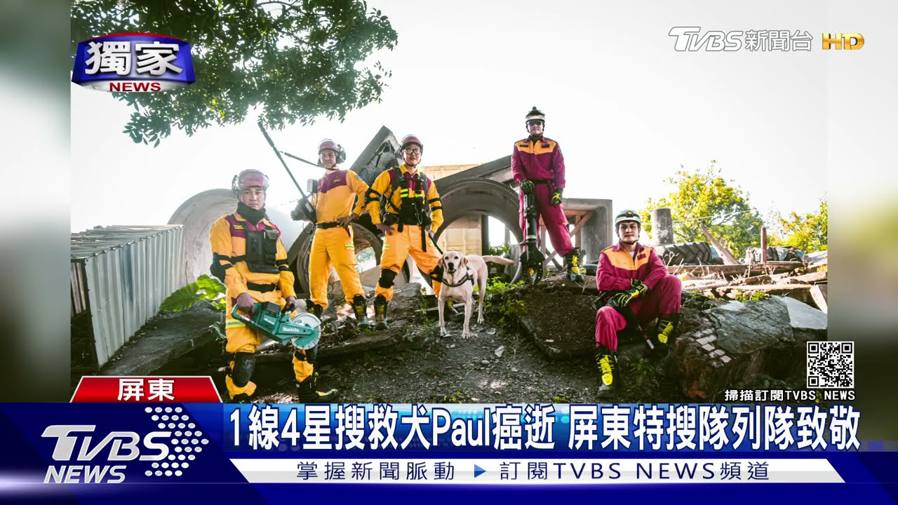 「一路好走」1線4星搜救犬Paul癌逝 屏東特搜隊列隊致敬