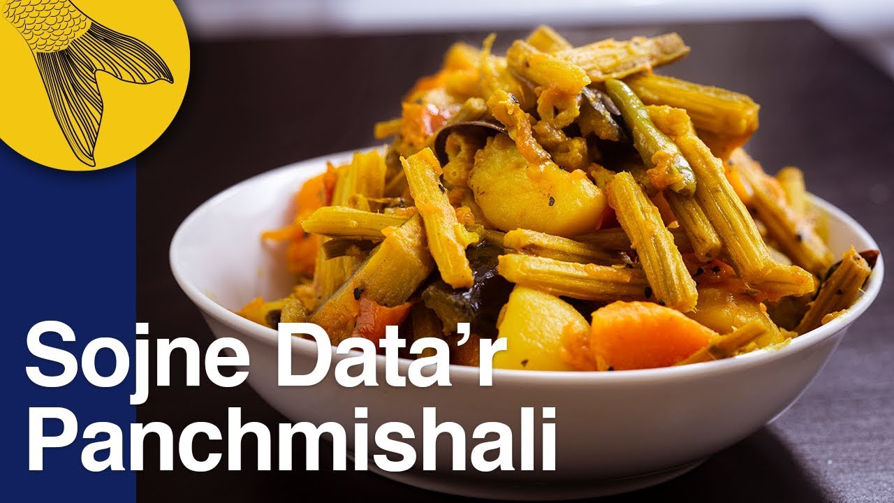 Shojne Data'r Panchmishali Tarkari—Drumsticks in a vegetable medley—spring-summer Bengali Recipe