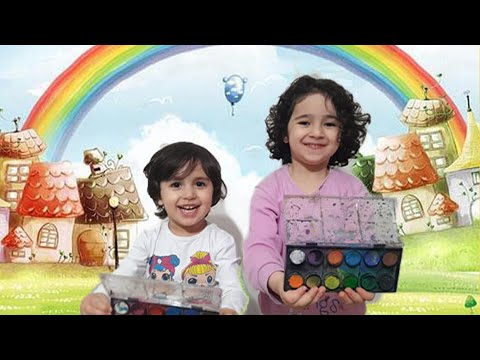 HİLAL VE ÖYKÜ SULU BOYA RESİM YAPTILAR. PAINTING TİME kids Funny stories