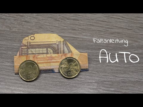 Fold a car out of money, fold a banknote into a car, money gift for a driver's license, origami m...