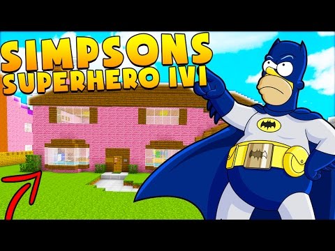 Minecraft 1V1 SUPER HERO LUCKY BLOCK BATTLE ON A SIMPSONS MAP! | (Minecraft Modded Minigame)