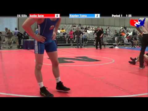 Justin Seim vs. Hayden Tuma at 2013 Junior Nationals - FILA - FS