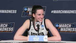 Caitlin Clark and Kate Martin talk about Iowa's NCAA tournament win over Holy Cross