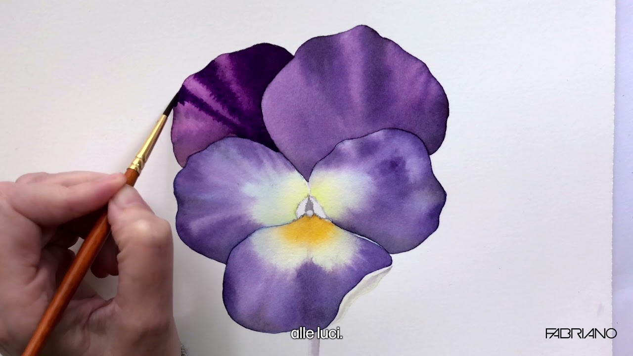 Tutorial con Sandrine Maugy - Acquerello botanico bagnato su bagnato: come dipingere una viola