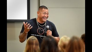 Esera Tuaolo sings "Rise Up" and talks to AU students