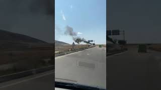 KIRŞEHİRDE SAMAN YÜKLÜ TIR ALEV ALEV YANDI