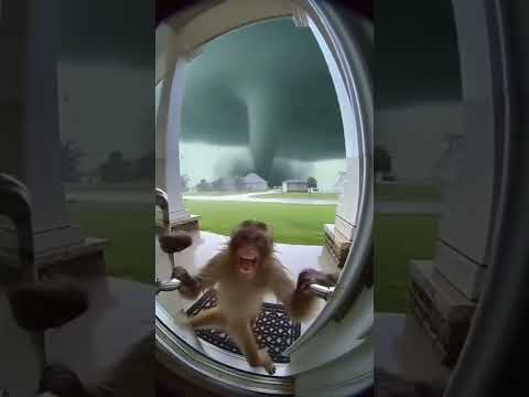 Heart Stopping Footage! Monkey Screams for Help as Tornado Approaches 🐒💨🌪️