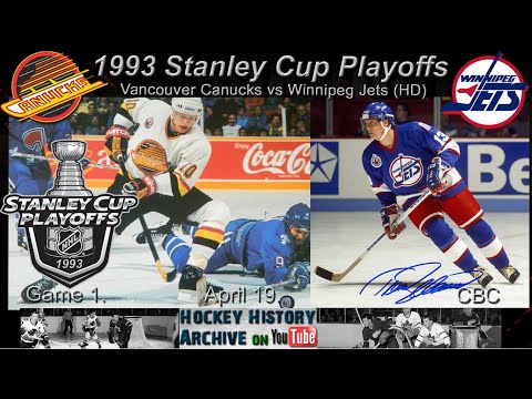 1993R1G1 Vancouver Canucks vs Winnipeg Jets (HD HQ CBC). Game 1. 1993 NHL Playoffs.