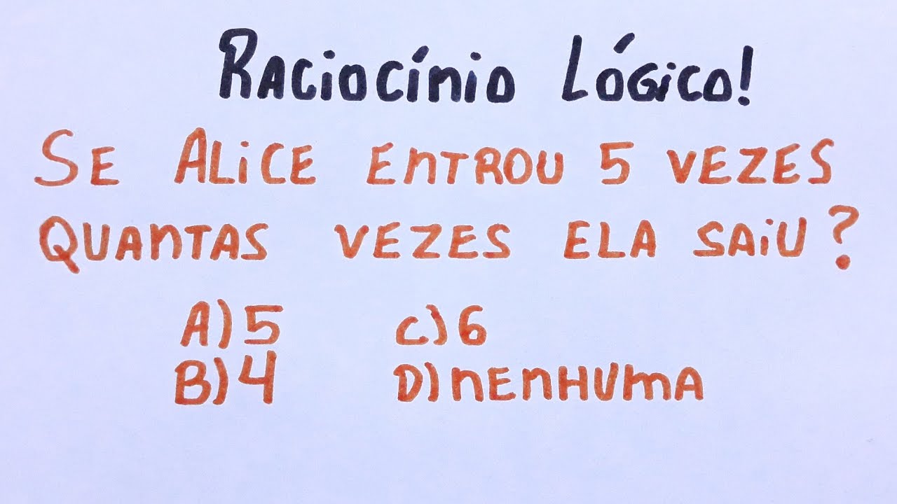 RACIOCÍNIO LÓGICO                😱 96% ERRAM essa questão - Veja como é fácil de resolvê-la.