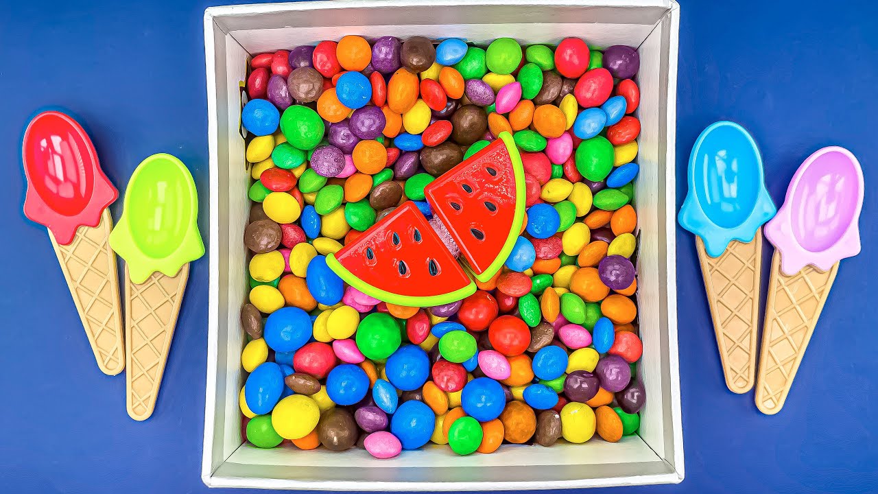 Oddly Satisfying Video l Magic Box Full of Fruits Candy with Skittles Ice Cream Cutting ASMR