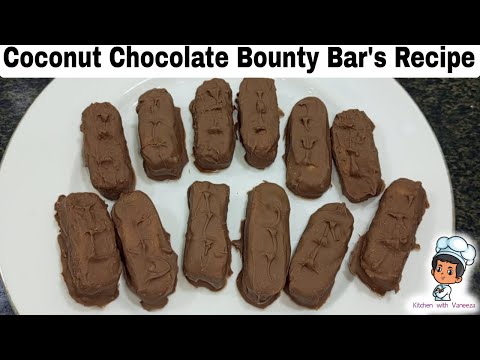 Coconut Chocolate Bounty Bar's at Home Easy Homemade Recipe by Kitchen with Vaneeza
