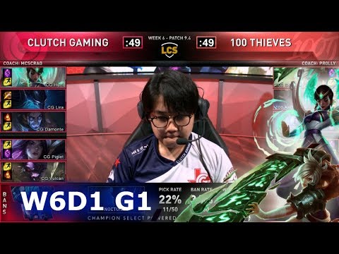 CG vs 100 | S9 LCS Spring 2019 Week 6 Day 1 | Clutch Gaming vs 100 Thieves W6D1