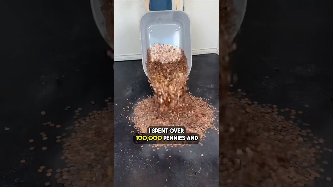 He covered his floor with 100,000 pennies. Here's what it looks like now! 😲🤑 #gorillatough #ad