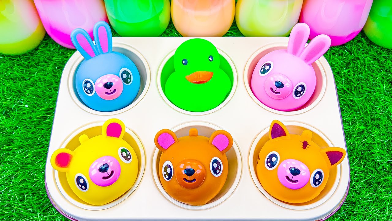 Satisfying ASMR | Rainbow Color Tray with Colorful Mesh Balls & Lollipop Candy in to Princess Paint