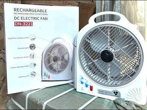 Quạt tản gió DN-3221 có đèn Led, AC/DC đa năng Tặng kèm 2 Ắc Quy khô tích điện dùng khi mất điện