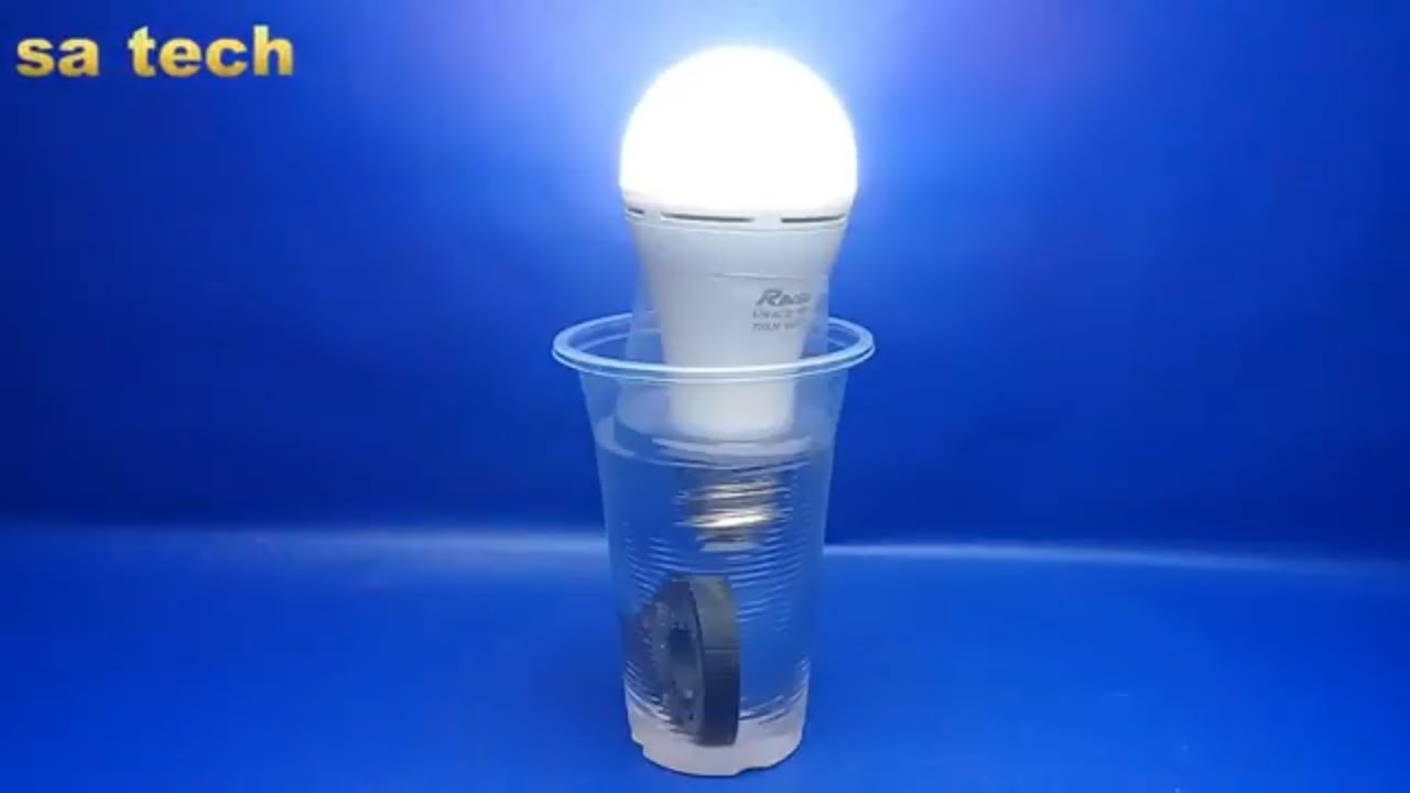Free energy light bulbs Amazing with salt water & magnets   - Experiment at home