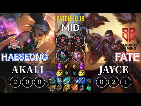 APK HaeSeong Akali vs SB FATE Jayce Mid - KR Patch 10.19