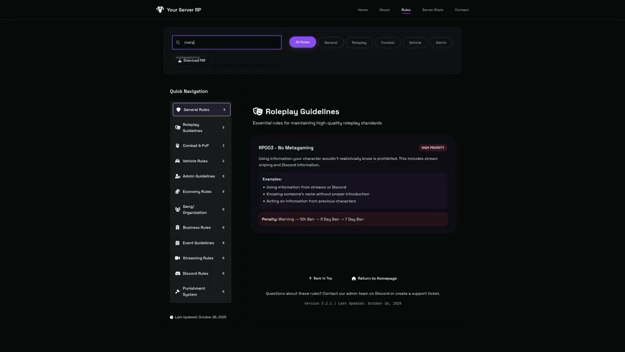 FiveM Server Page Website