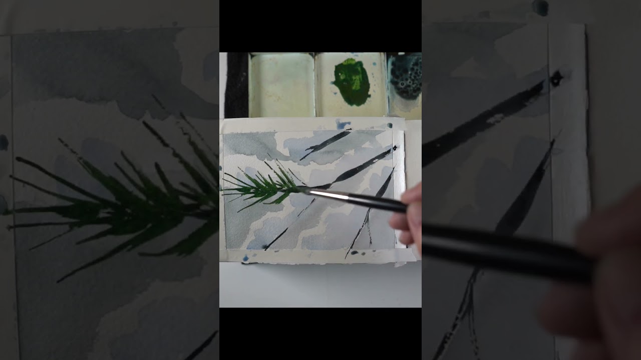 Day 17:  Easy watercolor branch #24shortsofdecember