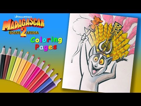 Madagascar Coloring Pages For Kids. How to Coloring King Julien. Coloring Book for Children Video
