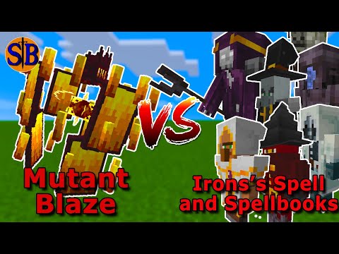 New Mutant Blaze vs Iron's Spell and Spellbook's Mobs | Minecraft Mob Battle
