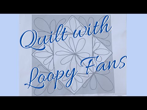 Loopy Fans free motion quilting design for Square in a Square - Day 7 Classic Blocks and FMQ